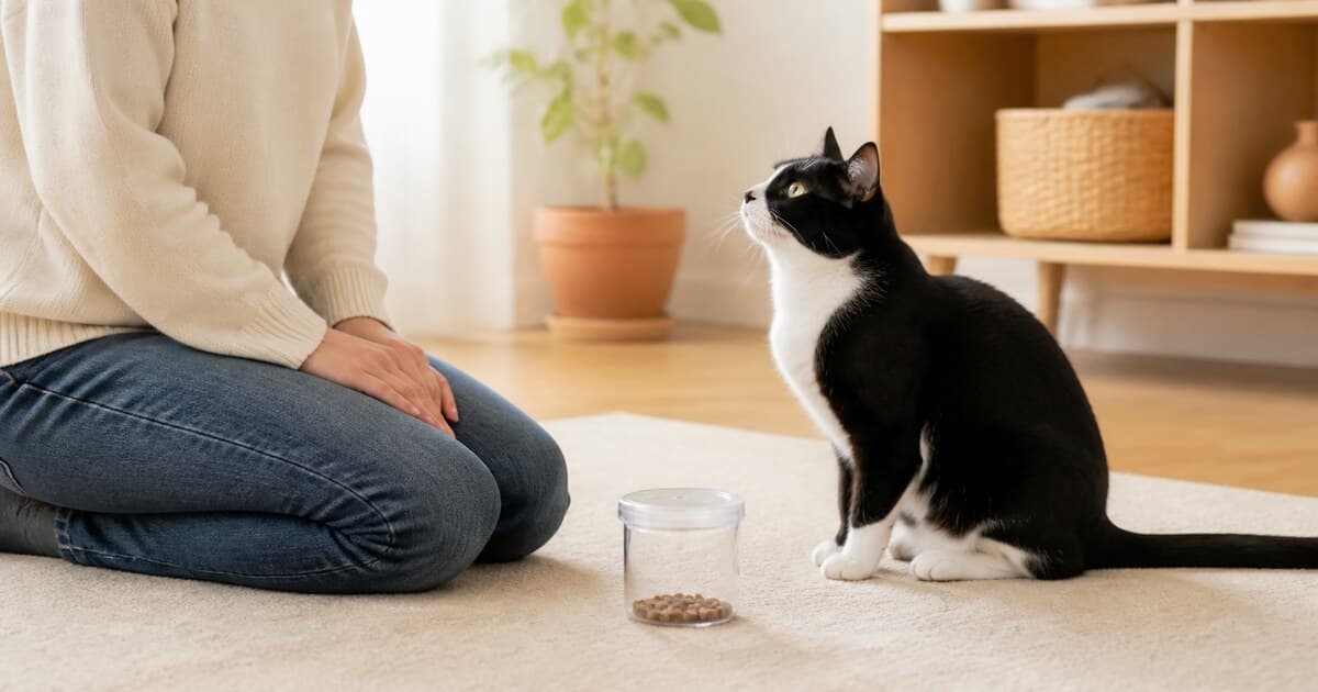 猫は困ると飼い主に助けを求める？視線の実験